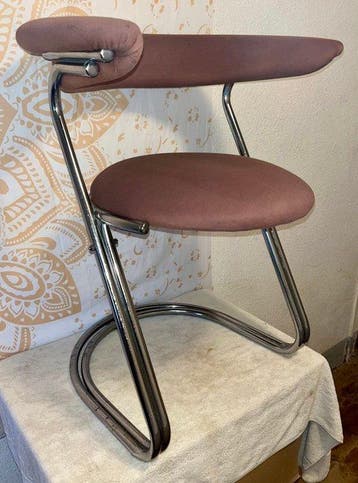 Fauteuil - Chrome, Mohair - Structure tubulaire en acier