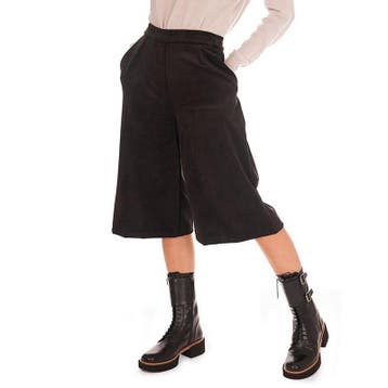 8PM • zwarte ribfluwelen culotte broek • M, Verzenden