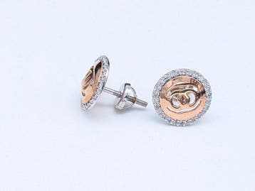 Oorbellen - 14 karaat Roségoud, Witgoud, 14 karaat - 0.44ct., Nieuw
