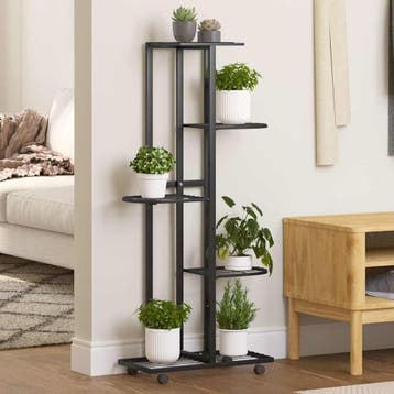 vidaXL Bloemenstandaard met wielen 5-laags 44x23x100 cm, Verzenden, Nieuw
