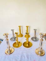 Lot de 8 bougeoirs anciens - Bougeoir (8) - Laiton doré,