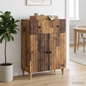 vidaXL Dressoir met lade Oud hout 66 x 34,5 x 90 cm Bewerkt, Verzenden, Nieuw