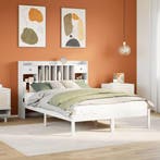 vidaXL Bed met boekenkast zonder matras grenenhout wit, Verzenden, Nieuw