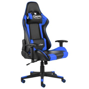 vidaXL Gamestoel draaibaar PVC blauw, Verzenden