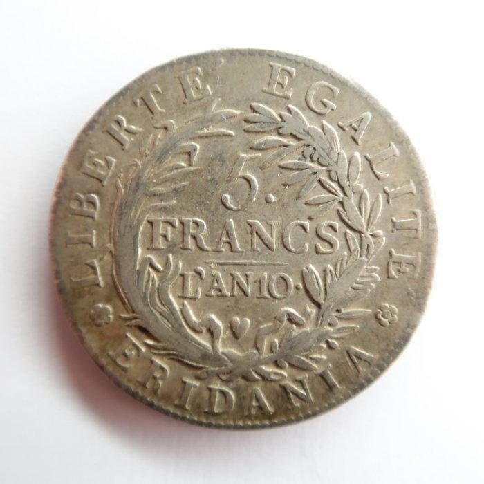Italië, Subalpine Republiek 5 Francs 1802 Torino (Zonder, Postzegels en Munten, Munten | Europa | Niet-Euromunten