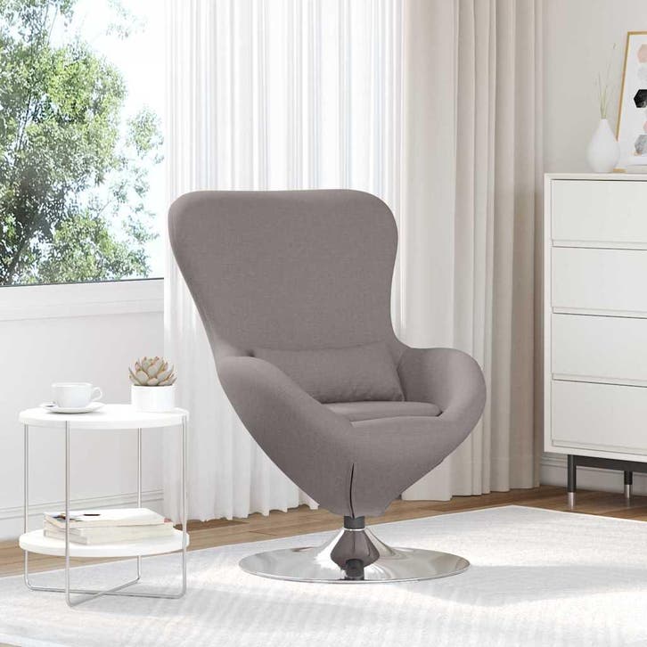 vidaXL Eivormige stoel Taupe 63 x 73 x 90 cm Stof, Maison & Meubles, Fauteuils, Envoi