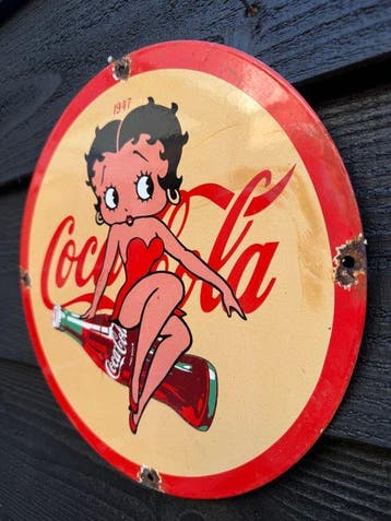 Coca-Cola - Coca-Cola Betty Boop bord émaillé - Enseigne en, Antiek en Kunst