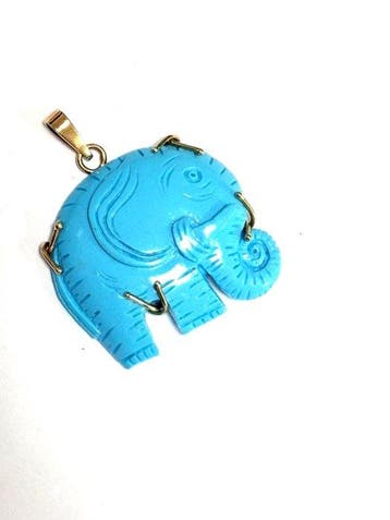 Turquoise - 18 karaat - Geel goud - Hanger, Antiek en Kunst
