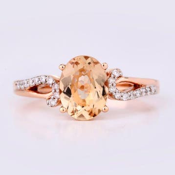 Ring - 14 karaat Roségoud - 1.38ct. tw. Morganiet - Diamant, Nieuw