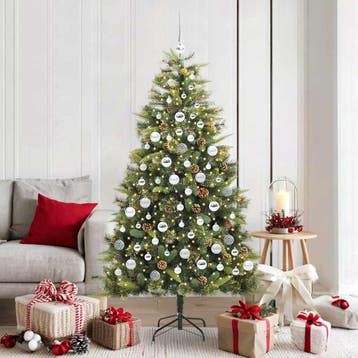 vidaXL Kunstmatige Scharnierende Kerstboom met Kegels Groen, Diversen, Verzenden, Nieuw