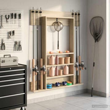 vidaXL Wandgemonteerde hengelhouder Bewerkt hout 93 x 12 x, Sports & Fitness, Verzenden