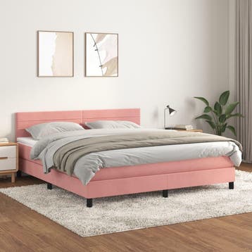 vidaXL Boxspring met matras fluweel roze 160x200 cm, Verzenden, Nieuw