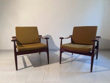 France & Son - Finn Juhl - Fauteuil (2) - Teak, Textiel