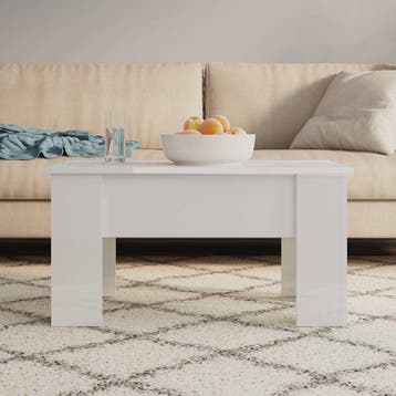 vidaXL Salontafel 79x49x41 cm bewerkt hout hoogglans wit, Huis en Inrichting, Verzenden, Nieuw