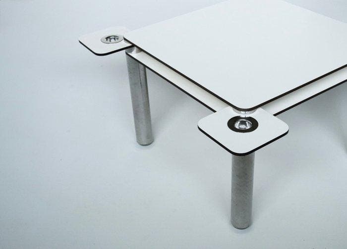Zanotta - Joe Colombo - Table - Poker - Acier, Bois, Antiquités & Art, Antiquités | Meubles | Chaises & Canapés