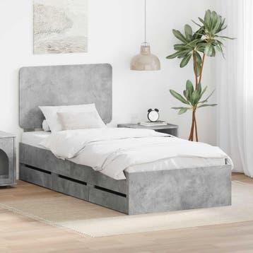 vidaXL Bedframe met lade Beton Grijs 90 x 190 cm, Verzenden