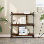 vidaXL Boekenkast 3-laags 76x32x88 cm bewerkt hout gerookt, Huis en Inrichting, Verzenden, Nieuw