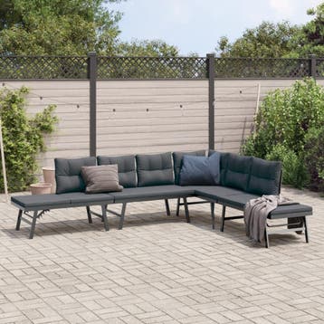 vidaXL 4-delige Tuinbankenset met kussens gepoedercoat staal, Verzenden, Nieuw