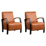 Set van 2 Leren fauteuils Glory - Vintage Cognac (cognac), Maison & Meubles, Fauteuils, Ophalen of Verzenden