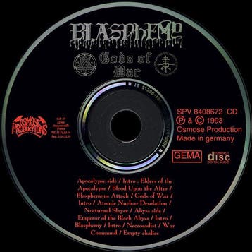Blasphemy – Gods Of War (CD, 1993), Cd's en Dvd's, Verzenden, Gebruikt