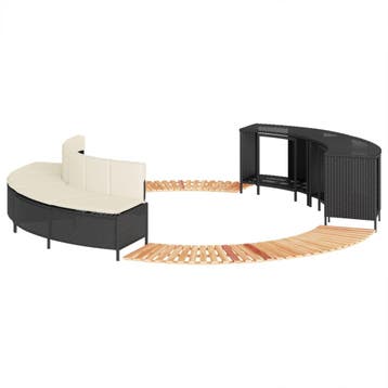 vidaXL Hottub-ombouw poly rattan en massief acaciahout zwart, Verzenden, Nieuw