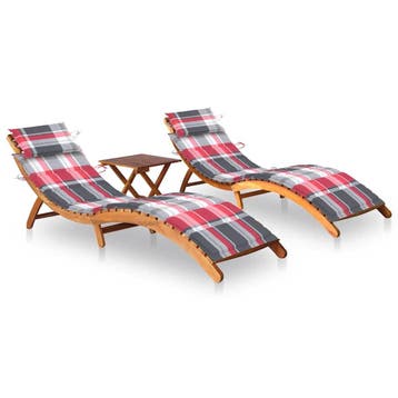 vidaXL Ligbedden 2 st met tafel en kussens massief, Verzenden, Nieuw