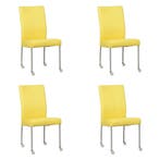 Set van 4 Leren eetkamerstoelen Comfort met wieltjes -, Ophalen of Verzenden, Nieuw, Leer, Eén