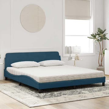 vidaXL Bed met matras Dover fluweel blauw 180x200 cm, Verzenden, Nieuw
