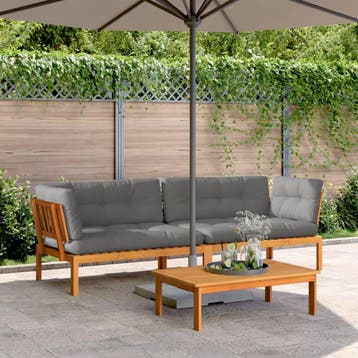 vidaXL Tuinhoekbanken 2 st pallet met kussens massief, Verzenden, Nieuw
