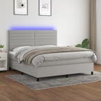 vidaXL Boxspring met matras en LED stof lichtgrijs 160x200, Verzenden, Nieuw
