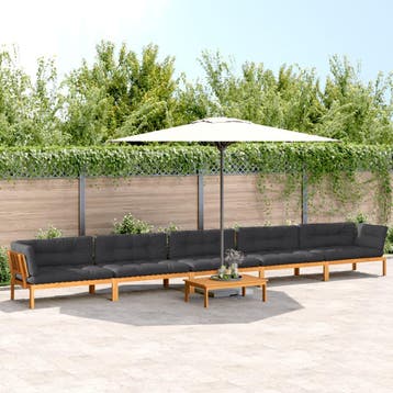 vidaXL 6-delige Loungeset pallet met kussens massief, Verzenden, Nieuw