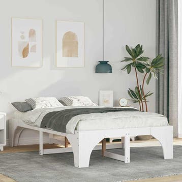 vidaXL Bedframe Wit 135 x 190 cm Massief grenenhout, Verzenden, Nieuw