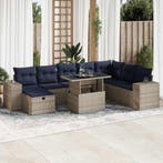 vidaXL 9-delige Loungeset met kussens poly rattan acacia, Verzenden, Nieuw, Loungeset