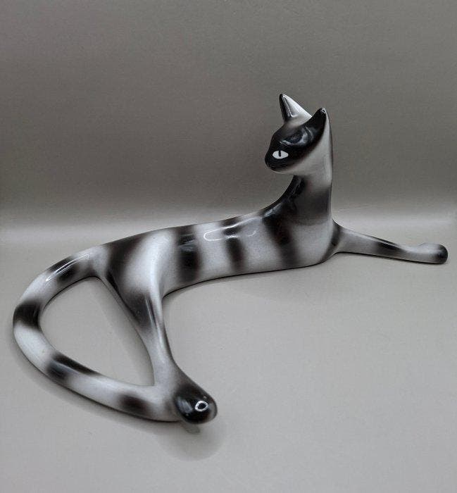 Cmielow - Mieczyslaw Naruszewicz - Figuur - Liegende Katze -, Antiquités & Art, Antiquités | Verre & Cristal