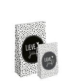 1x Kraft papieren zakken - Lieve juf 14x8x26cm, Ophalen of Verzenden, Nieuw, Cadeauzakje