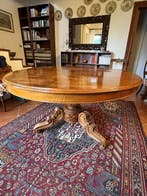 Table à manger - Noyer, Ronce de noyer - Tondo original, Antiquités & Art