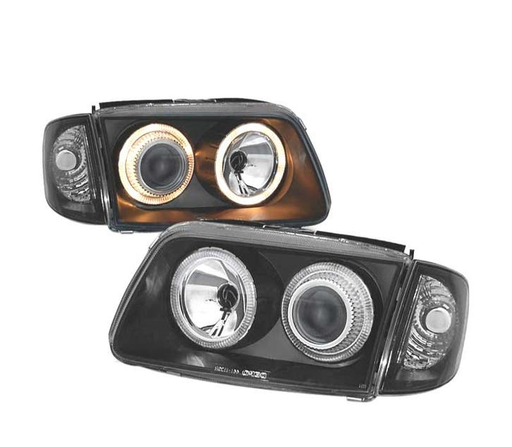 PHARES POUR VOLKSWAGEN VW POLO 6N 94-99 ANGEL EYES FOND NOIR, Auto-onderdelen, Verlichting, Verzenden