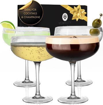 Lot 4 coupes cocktail cristal -38% - Retour client controle, Verzenden