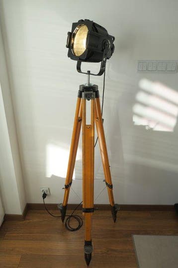 Theater Lamp - Lampadaire - Aluminium, Acier, Bois, Antiek en Kunst
