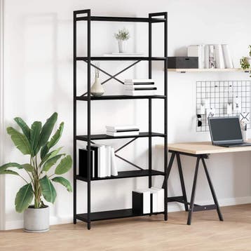 vidaXL Boekenplank 80 x 30 x 189,5 cm Bewerkt hout Zwart, Verzenden