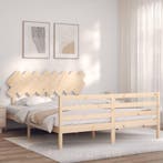 vidaXL Bedframe met hoofdbord massief hout 160x200 cm, Verzenden, Nieuw