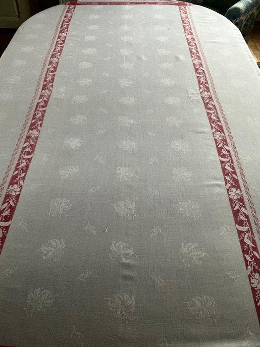 Damast Jacquard uit de vroege twintigste eeuw, linnen, Antiquités & Art, Tapis & Textile