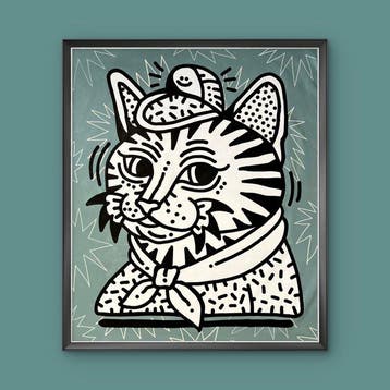 Nuno Barbedo (1983) - Crazy cat (XL Size Painting)