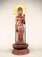 Standing statue of Kannon Bodhisattva  - Beeld Hout -