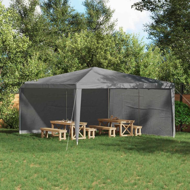 vidaXL Party Tent Zijwand 2 pcs Lichtgrijs 400 x 195 cm PE, Jardin & Terrasse, Tonnelles, Envoi