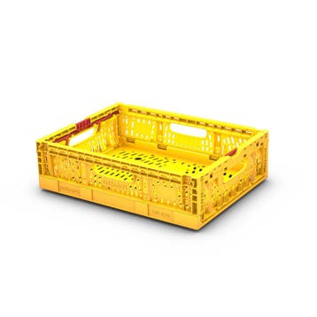 Klapkrat 400x300x110 mm geel kunststof gebruikt, Zakelijke goederen, Ophalen of Verzenden