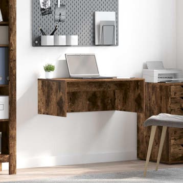 vidaXL Aan de muur bevestigd bureau Gerookt eiken 80 x 45 x, Verzenden