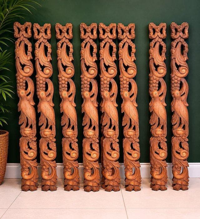 Snijwerk, handgesneden houten - 104 cm - Mahonie - 1970, Antiek en Kunst, Curiosa en Brocante