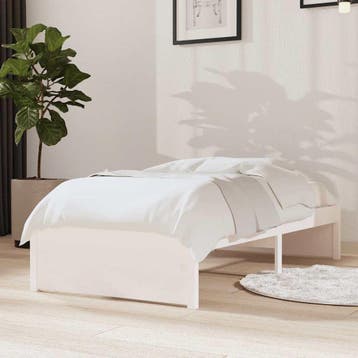 vidaXL Bedframe massief hout wit 75x190 cm, Huis en Inrichting, Verzenden, Nieuw