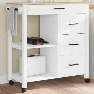 vidaXL Keukentrolley MONZA 84x40x88,5 cm massief grenenhout, Huis en Inrichting, Verzenden, Nieuw
